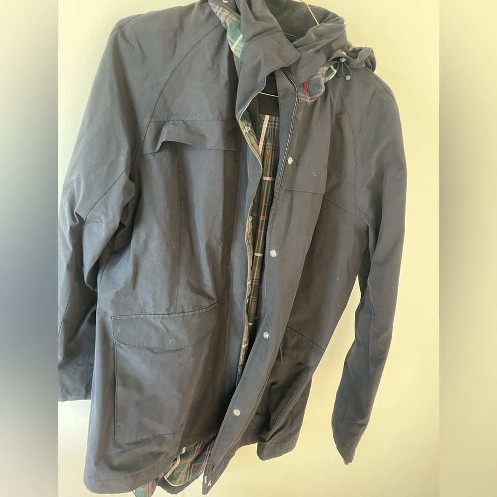 Women’s Pendleton Navy Rain Jacket With Plaid Lin… - image 1